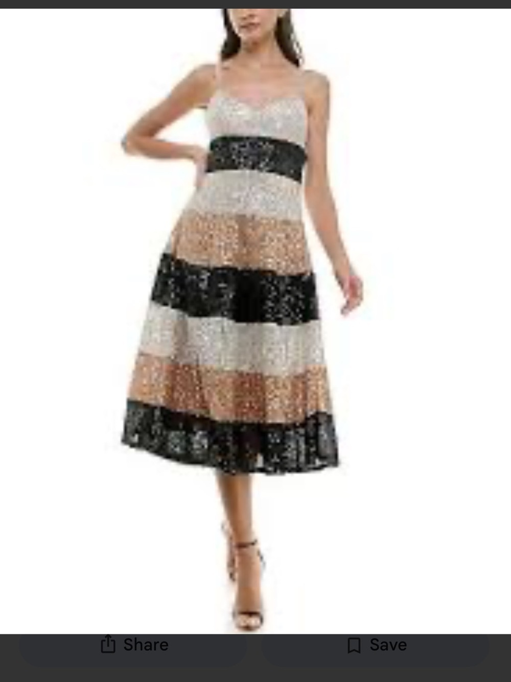 Maison Tara Sequin Colorblock Midi Cocktail Dress 4 Silver Black Rose Gold Glam